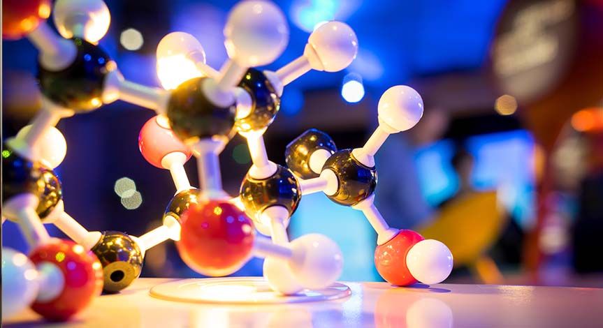 Black and Red Molecule Model